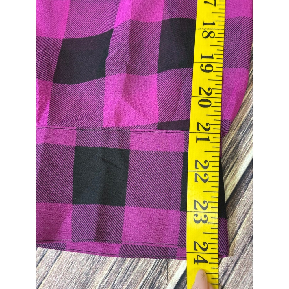 Lane Bryant Shirt Womens 14/16 Purple Black Buffalo Plaid Long Sleeve Button Up - Picture 9 of 13